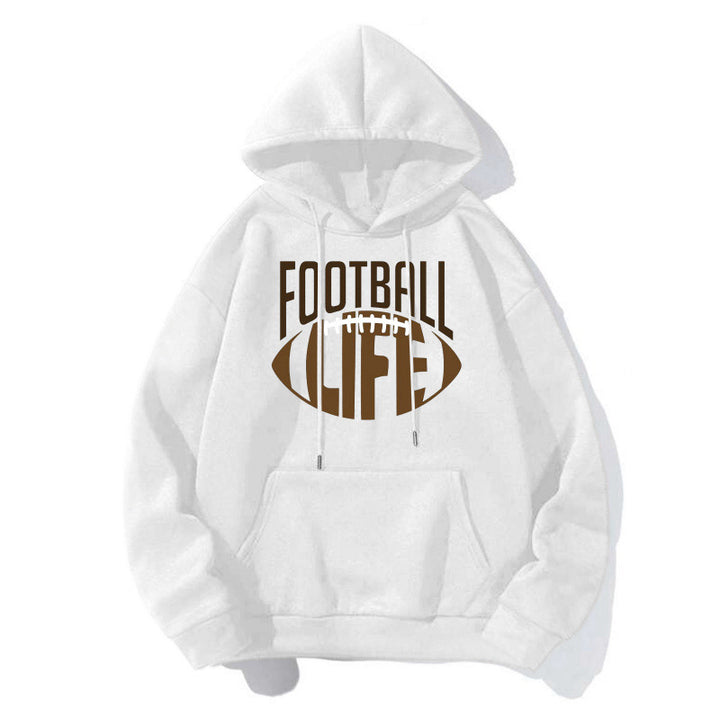 Damen Sportlicher Kapuzenpullover mit Football-Motiv Echoarchiv