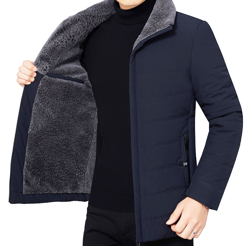 Herren Wattierte Winterjacke mit weichem Plüschfutter, Stehkragen und schmaler Steppung – Marzano