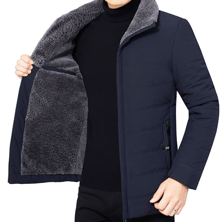 Herren Wattierte Winterjacke mit weichem Plüschfutter, Stehkragen und schmaler Steppung – Marzano