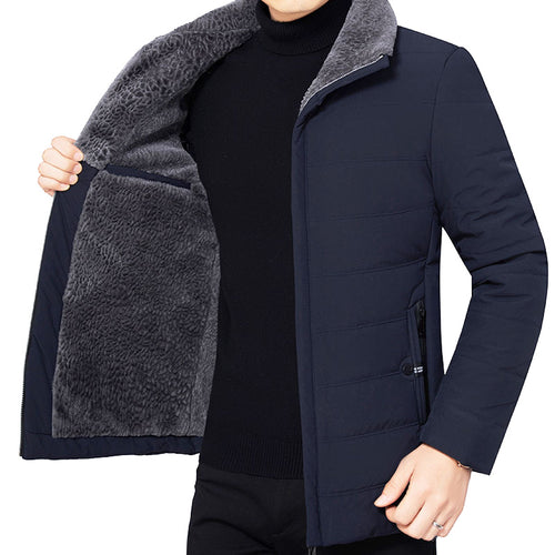 Herren Wattierte Winterjacke mit weichem Plüschfutter, Stehkragen und schmaler Steppung – Marzano