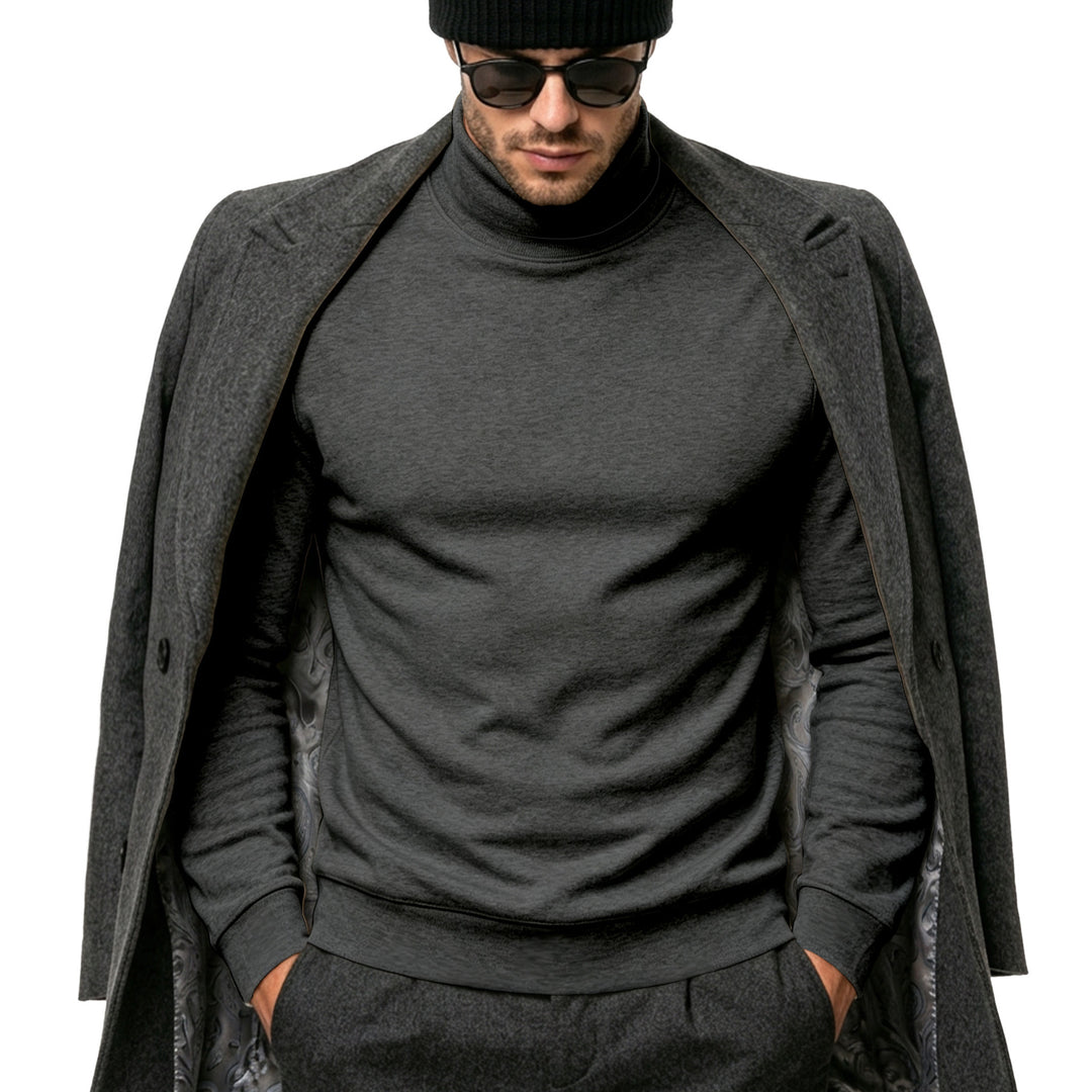 Herren Eleganter Baumwoll-Mix Rollkragenpullover Slim Fit Echoarchiv