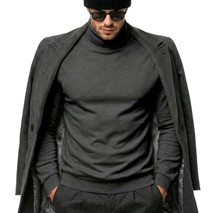 Herren Eleganter Baumwoll-Mix Rollkragenpullover Slim Fit Echoarchiv