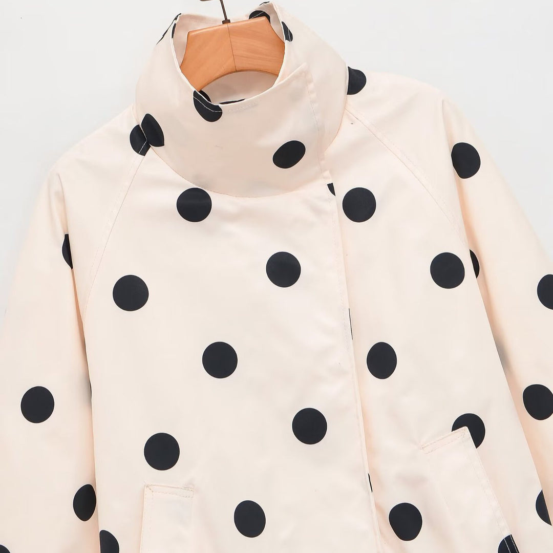 Damen Gepolsterte Oversize-Jacke mit hohem Stehkragen und Punkte-Print Echo Archiv