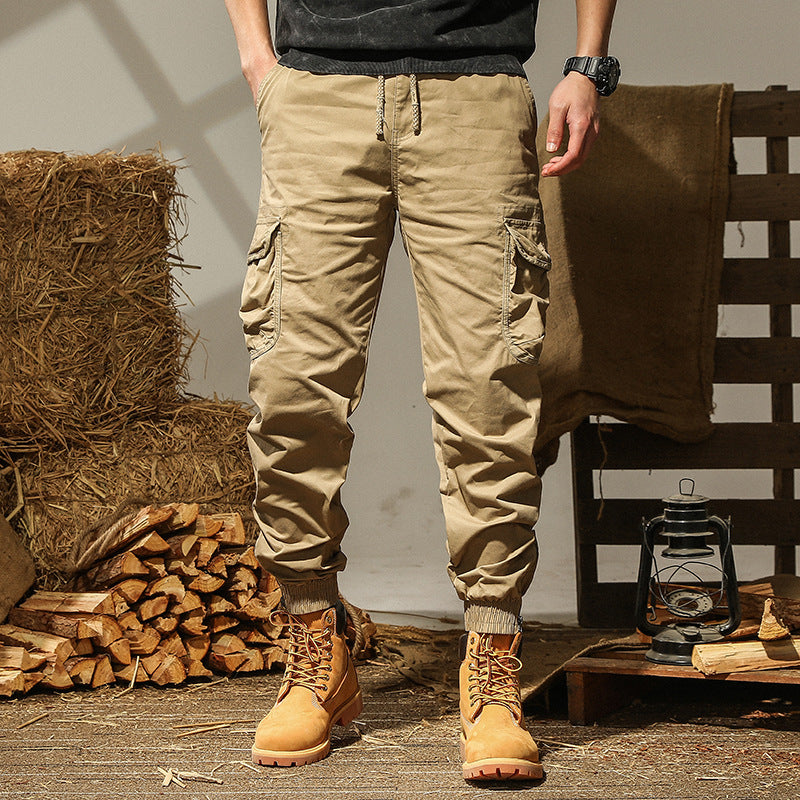 Herren Cargo-Joggerhose mit elastischem Saum, multifunktionalen Cargotaschen und robustem Canvas – Bravaro