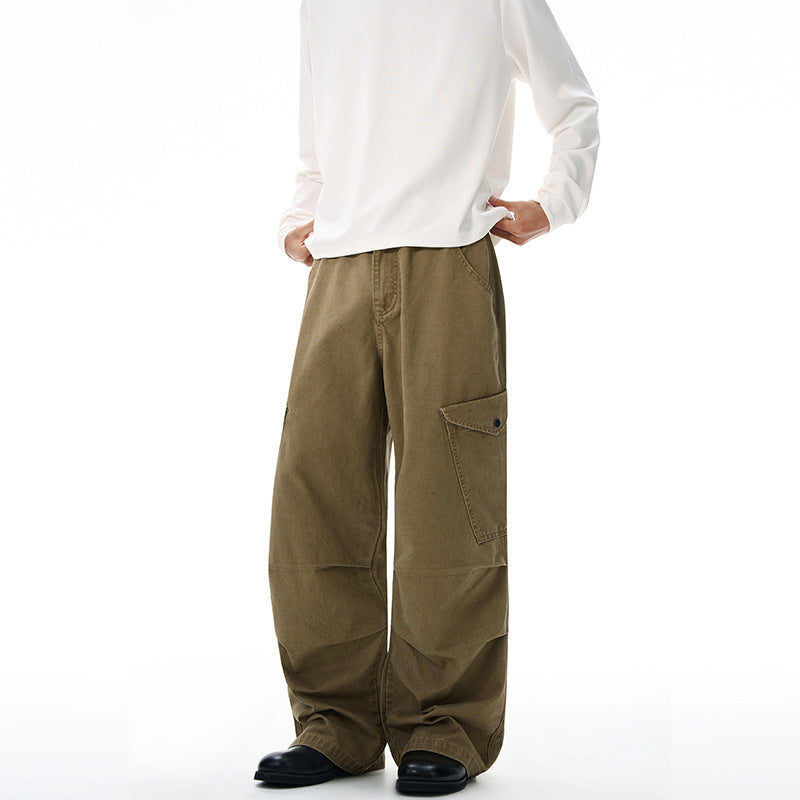 Herren Weite Canvas-Cargohose im Baggy-Schnitt mit extra weitem Bein, Knieabnähern und aufgesetzter Seitentasche Echo Archiv