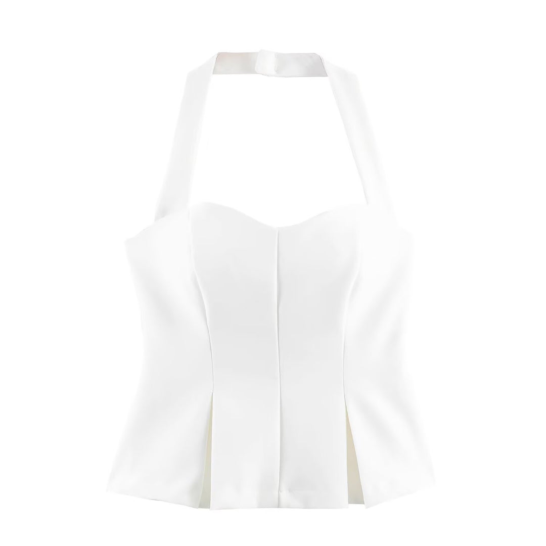 Damen Haltertop mit elegantem Taillenschnitt und feinen Plisseedetails Echo Archiv