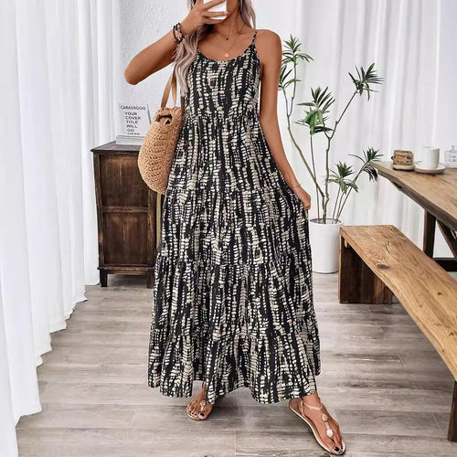 Damen Maxikleid mit leichtem Schnitt und farbenfrohem Druck Echo Archiv