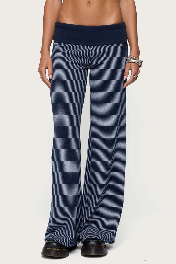 Damen weite Lounge-Hose mit elastischem Bund und maritimem Streifenmuster Echo Archiv