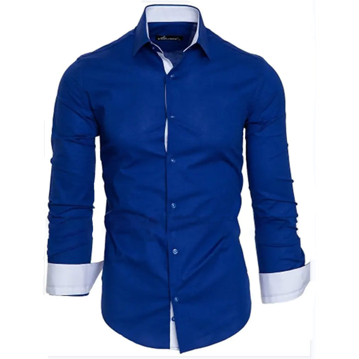 Herren elegantes Langarmhemd mit kontrastierenden Manschetten Echoarchiv