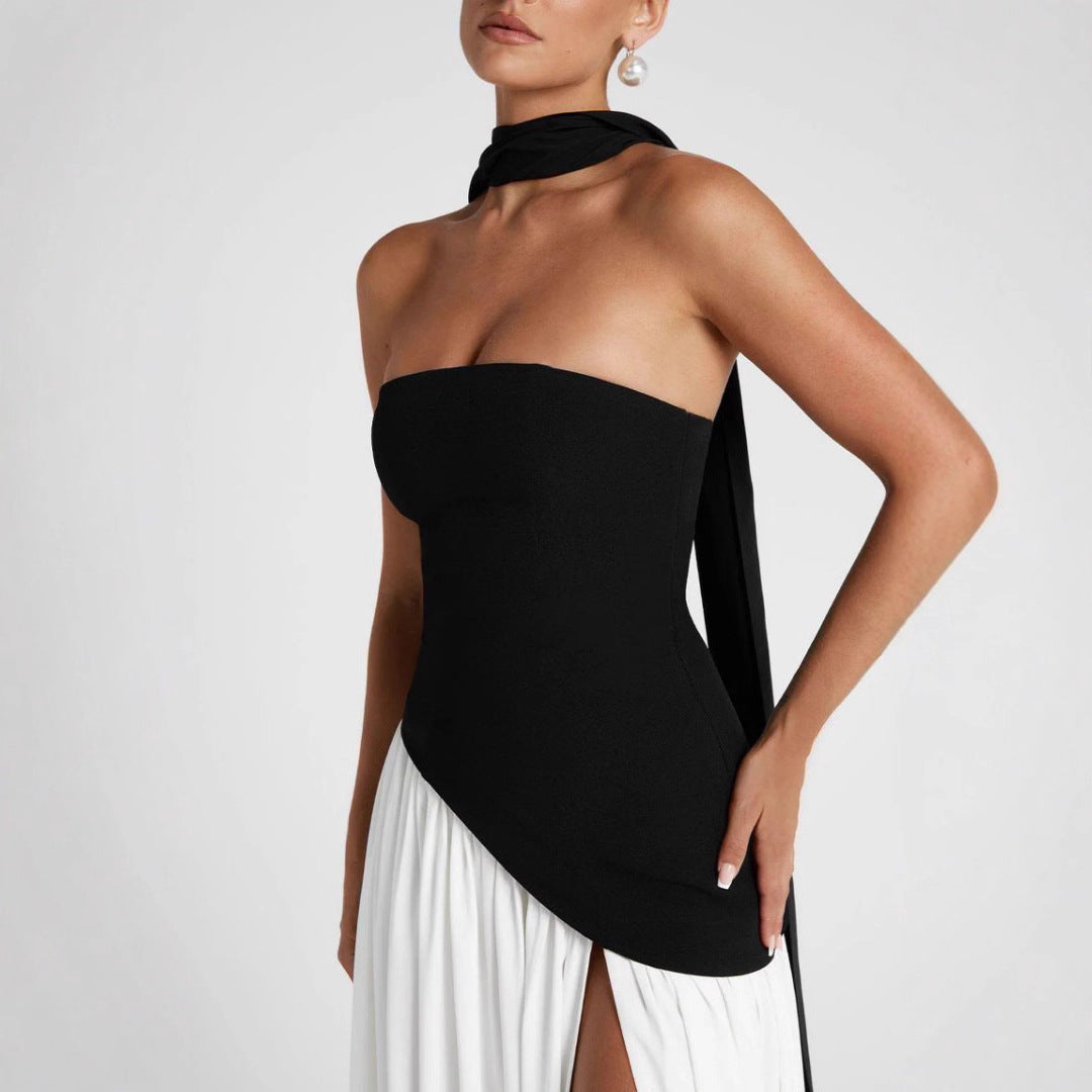 Damen Hochwertiges Abendkleid mit asymmetrischem Schnitt und elegantem Schlitz Echo Archiv