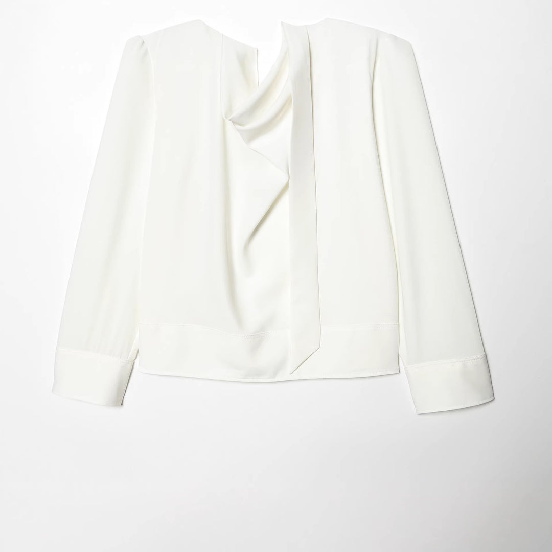 Damen nan schluppenbluse mit drapierter Knotenfront und breiten Manschetten Echo Archiv