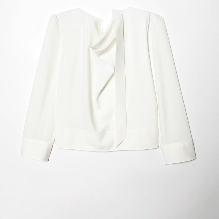 Damen nan schluppenbluse mit drapierter Knotenfront und breiten Manschetten Echo Archiv