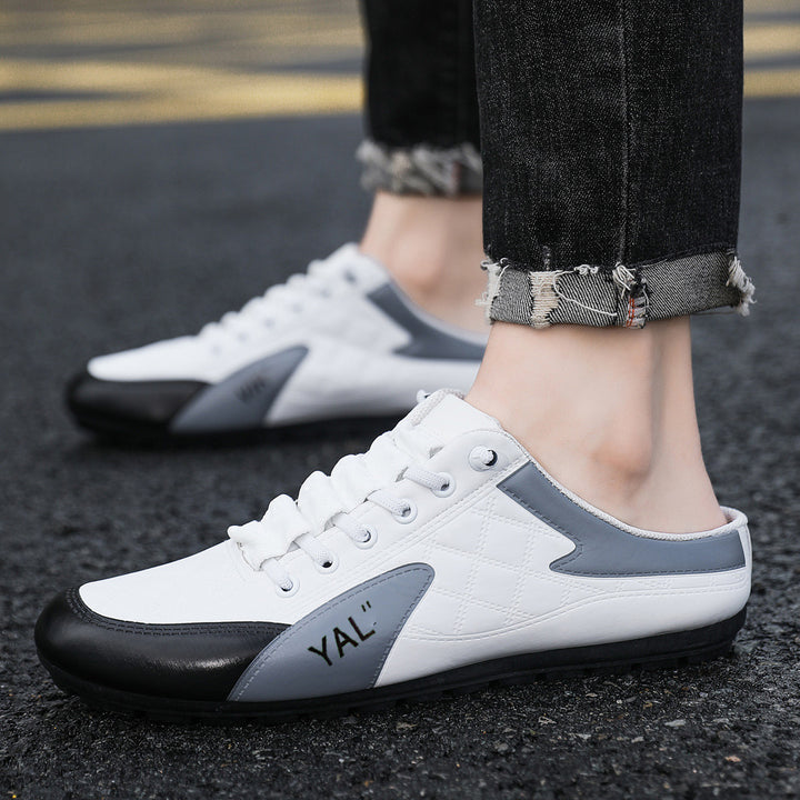 Herren Slipper-Sneaker im Mule-Design mit dekorativer Schnürung und gesteppter Kunstleder-Optik Echoarhiv
