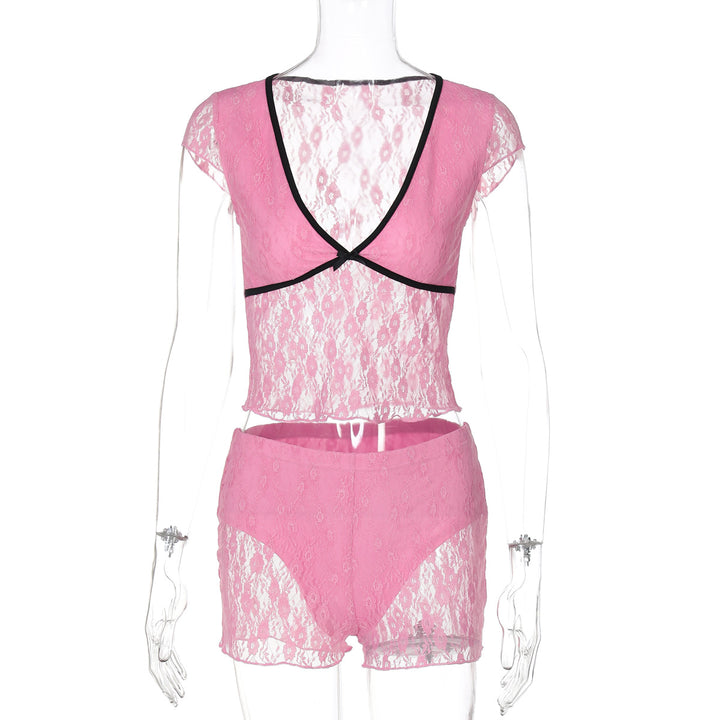Damen Spitzenoberteil mit Shorts-Set Echo Archiv
