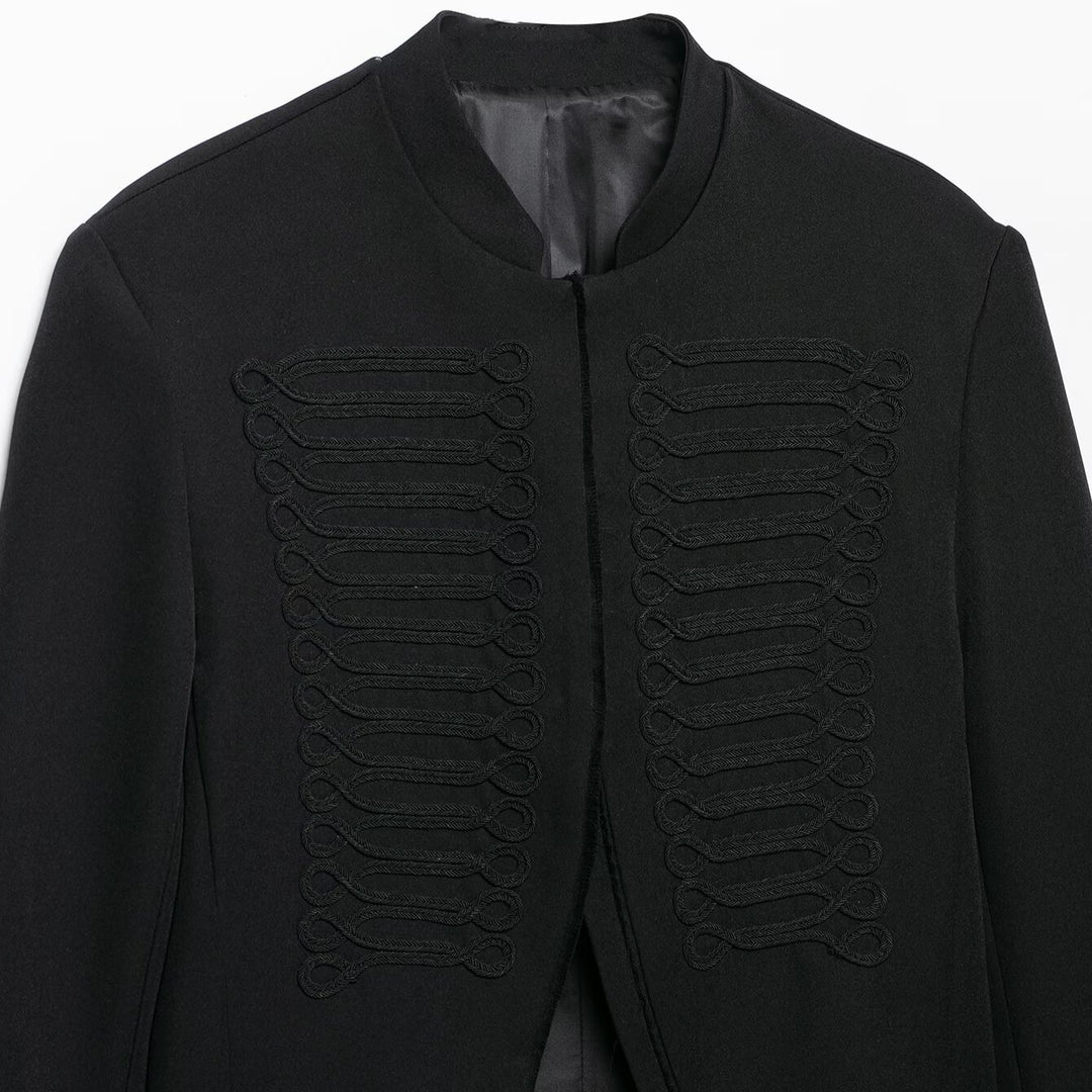 Damen Kurze militärinspirierte Bolerojacke mit Stehkragen und Zierkordeln Echo Archiv