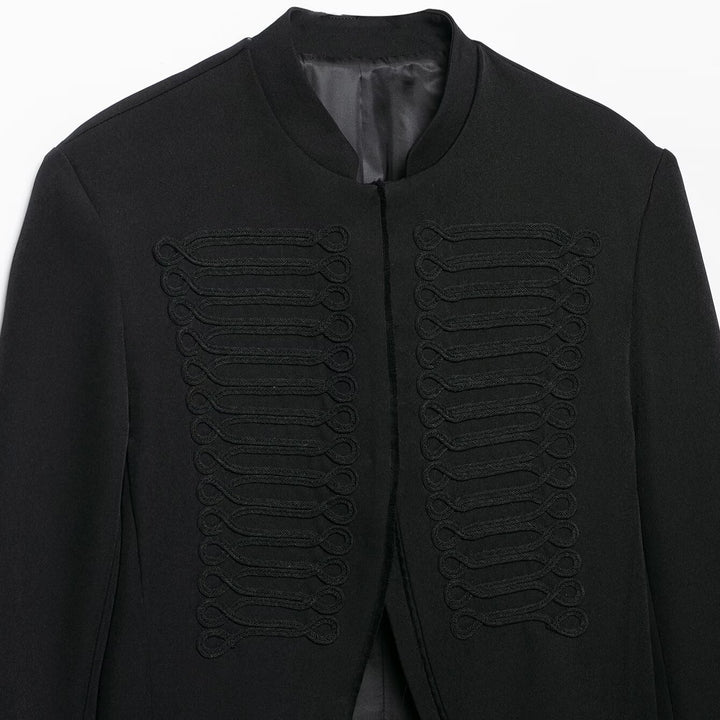 Damen Kurze militärinspirierte Bolerojacke mit Stehkragen und Zierkordeln Echo Archiv