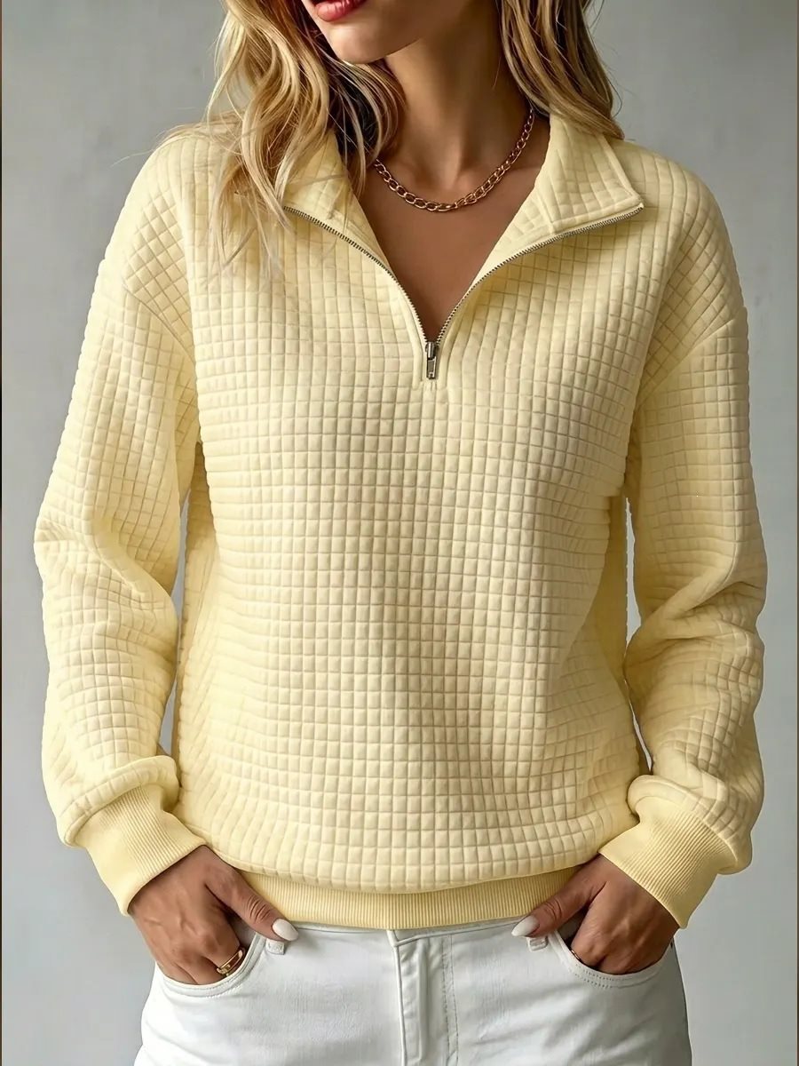 Damen Stepp-Fleece-Pullover mit halbem Reißverschluss und Stehkragen Echo Archiv