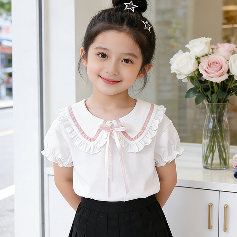 Mädchen Bluse mit Rüschendetails und dekorativem Kragen Echo Archiv