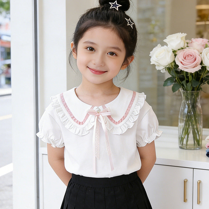 Mädchen Bluse mit Rüschendetails und dekorativem Kragen Echo Archiv