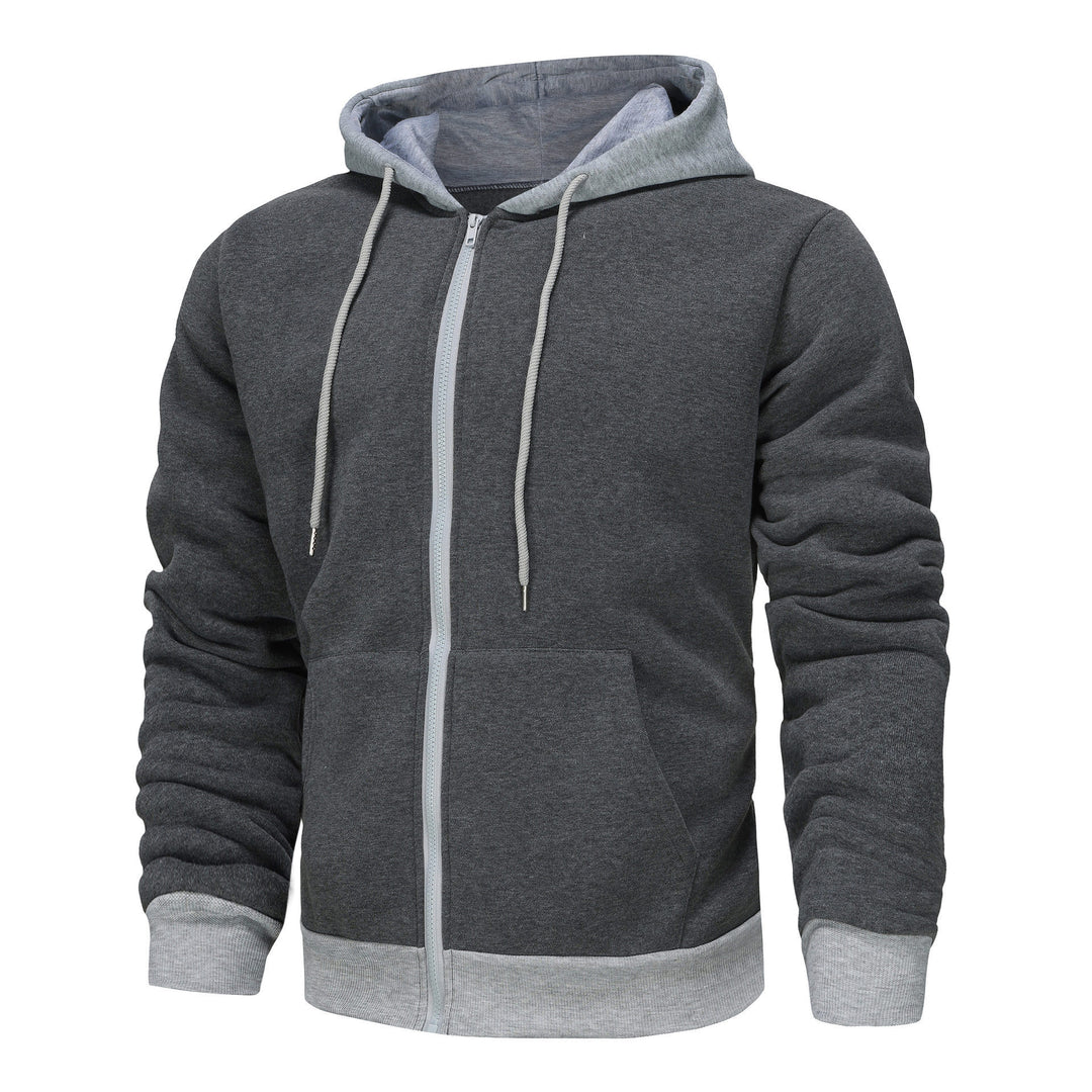 Herren Zip-Hoodie mit Kontrastfarbe und Kängurutasche Echoarchiv