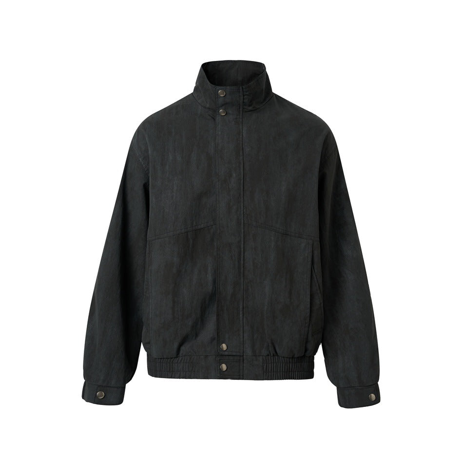 Unisex Kurzblouson im minimalistischen Workwear‑Look mit hohem Stehkragen und Druckknopfverschluss Echoarchiv