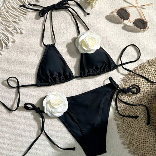 Damen Triangel-Bikini mit Blumenapplikation Echo Archiv