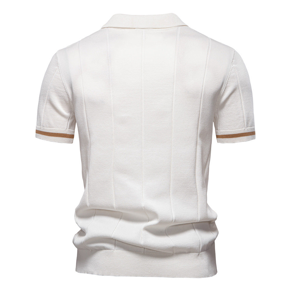 Herren Polohemd mit kurzer Knopfleiste und strukturiertem Design Echoarchiv
