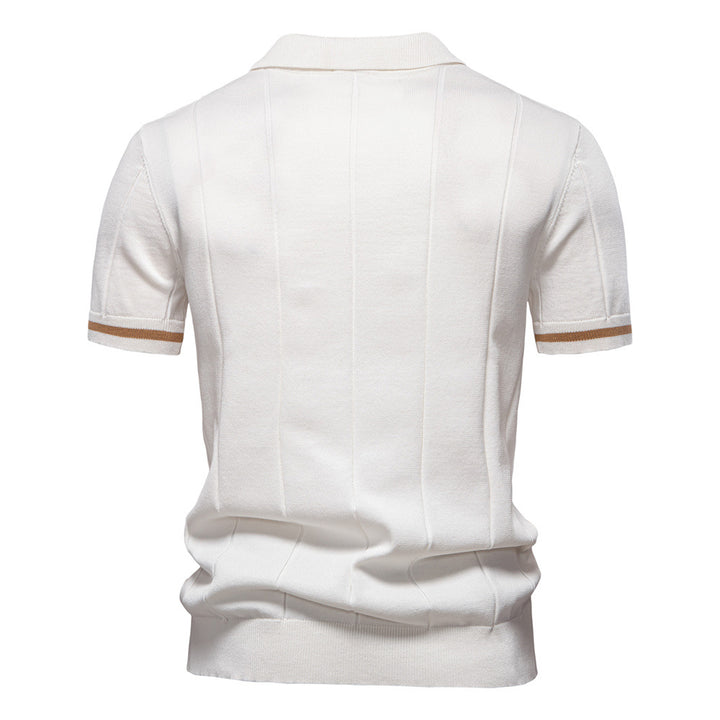 Herren Polohemd mit kurzer Knopfleiste und strukturiertem Design Echoarchiv