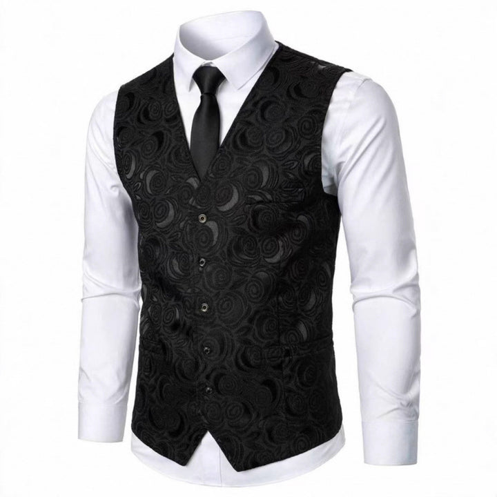 Herren elegante Weste mit floralem Jacquard-Muster Echoarchiv