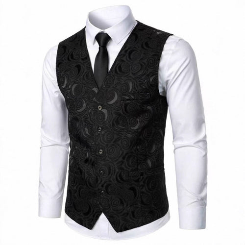 Herren elegante Weste mit floralem Jacquard-Muster Echoarchiv