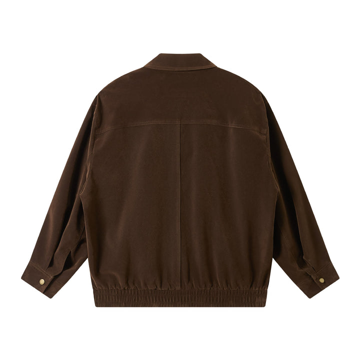 Herren Kurz geschnittener Wildlederoptik Blouson mit elastischem Saum und Pattentaschen Echoarchiv