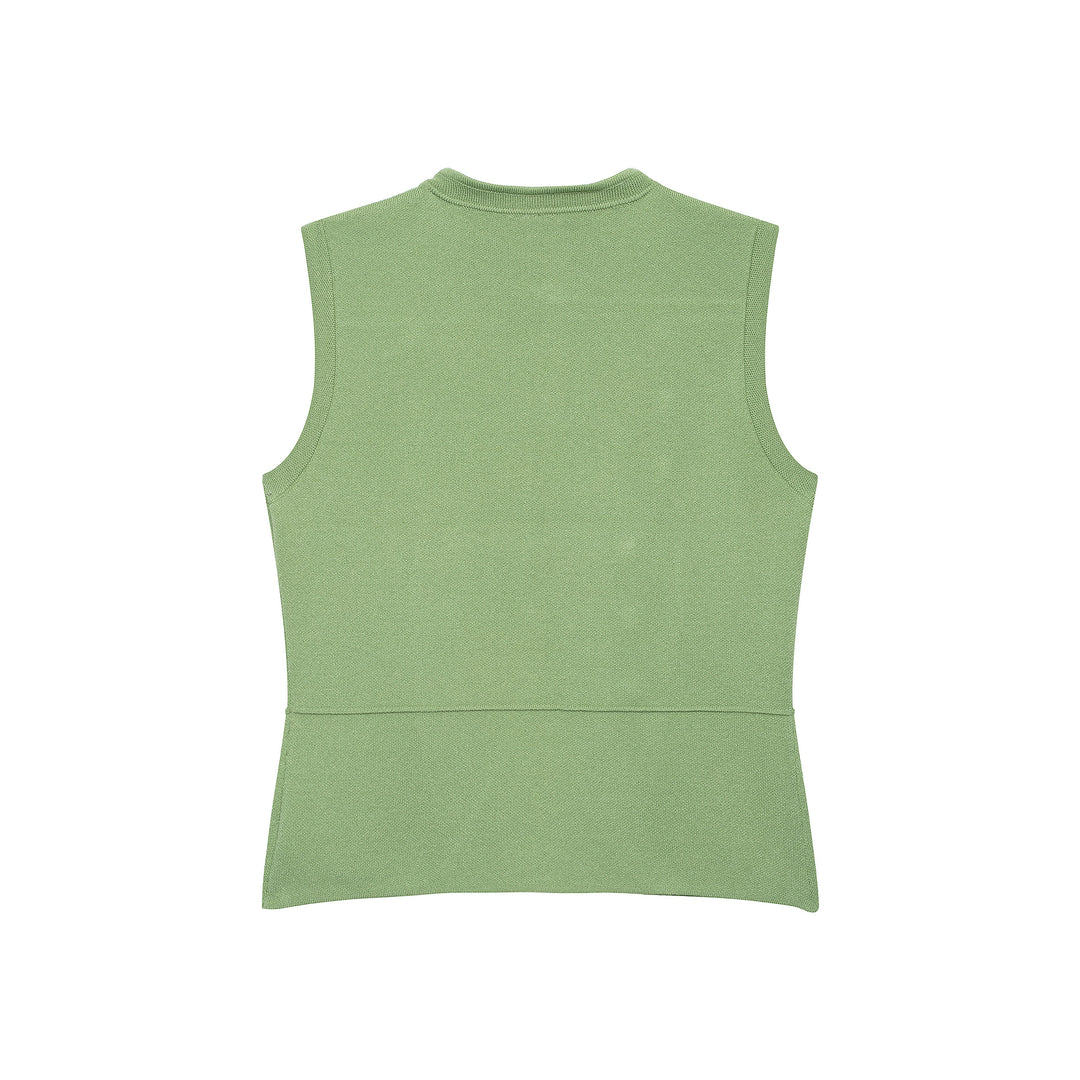 Damen Ärmellose Strickweste im Militärstil mit dekorativen Metallknöpfen und aufgesetzten Taschen Echoarchiv