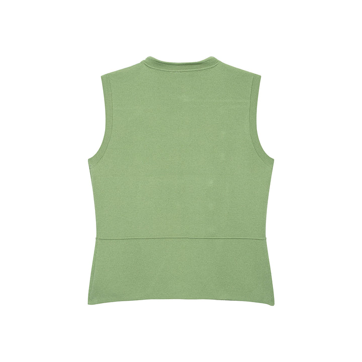 Damen Ärmellose Strickweste im Militärstil mit dekorativen Metallknöpfen und aufgesetzten Taschen Echoarchiv