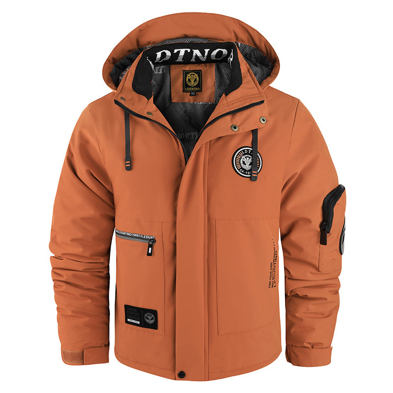 Herren nan winddichte gefütterte Fieldjacke mit Kapuze und multifunktionalen Reißverschlusstaschen Echo Archiv
