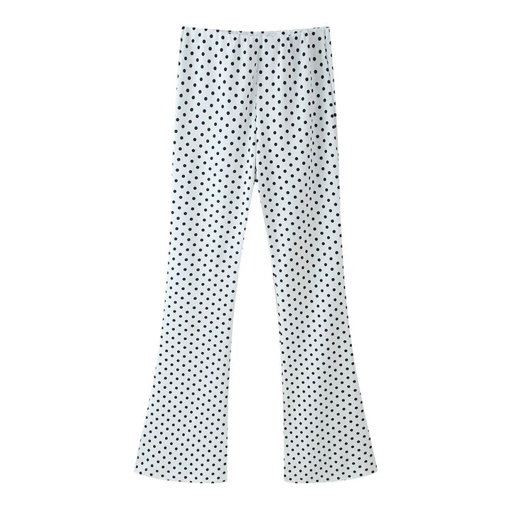 Damen Hochtaillierte Flare-Hose mit Gummibund und Polka-Dot-Print Echo Archiv