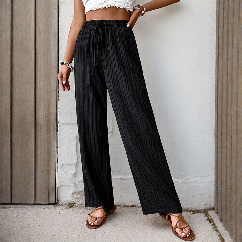 Damen Weite Sommerhose aus leichtem Crinkle‑Stoff mit elastischem Bund und Tunnelzug Echoarchiv