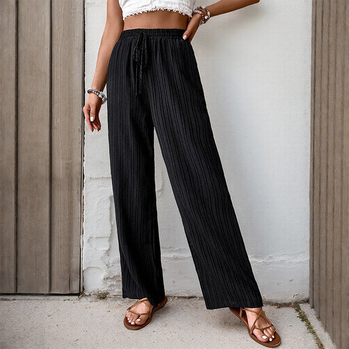 Damen Weite Sommerhose aus leichtem Crinkle‑Stoff mit elastischem Bund und Tunnelzug Echoarchiv