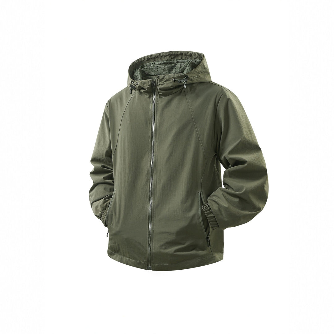 Herren Leichte atmungsaktive Kapuzen-Windjacke mit Mesh-Innenfutter und Reißverschlusstaschen Echo Archiv