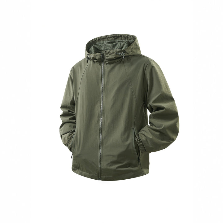 Herren Leichte atmungsaktive Kapuzen-Windjacke mit Mesh-Innenfutter und Reißverschlusstaschen Echo Archiv