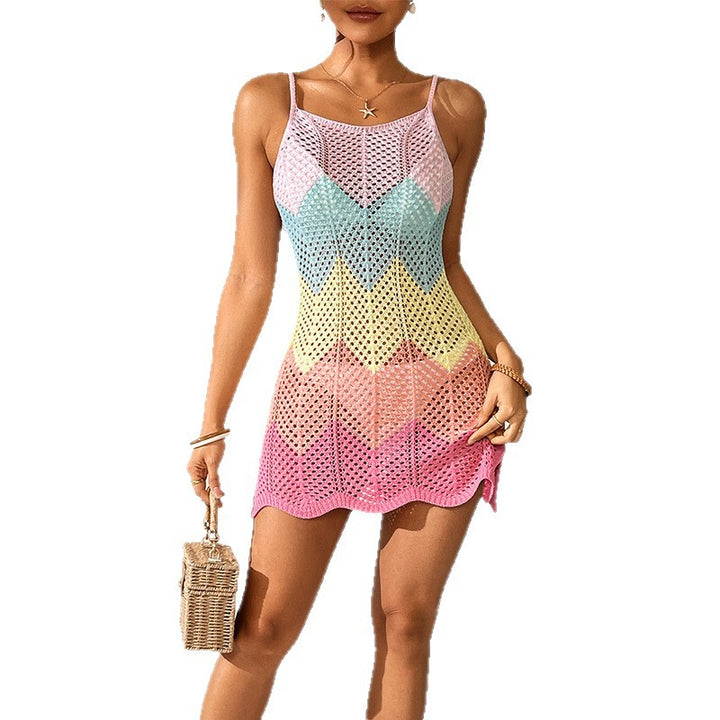 Damen luftiges Häkelstrickkleid mit trendigem Zickzackmuster Echo Archiv