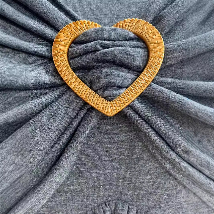 Damen Lagenlook-Tunika mit herzförmiger Zierschnalle und gerafftem Dekolleté – Avérine
