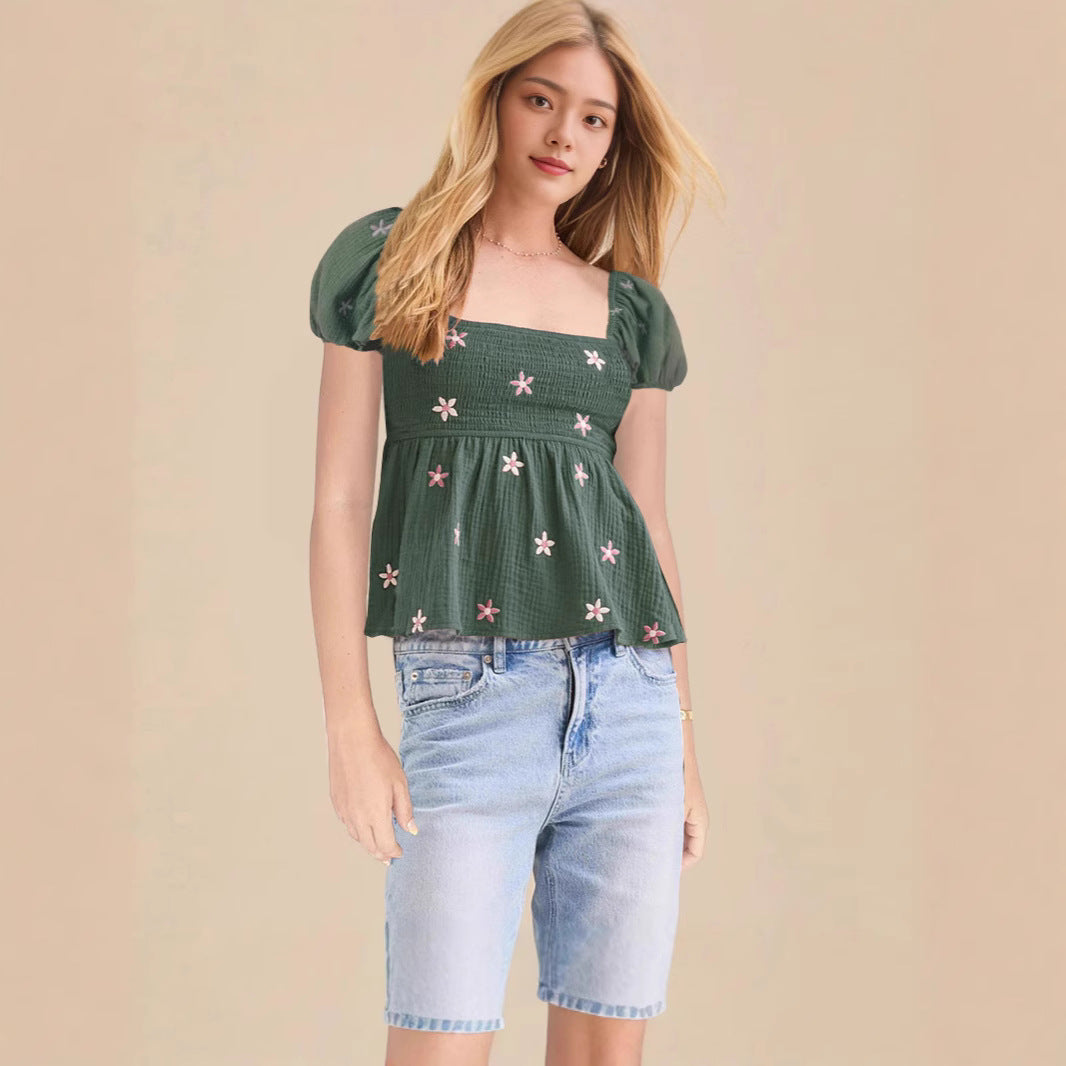 Damen Puffärmel Blusenshirt mit elastischem Bund Echo Archiv