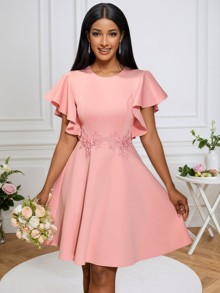 Damen Chic Volantkleid mit floralen Applikationen Echo Archiv