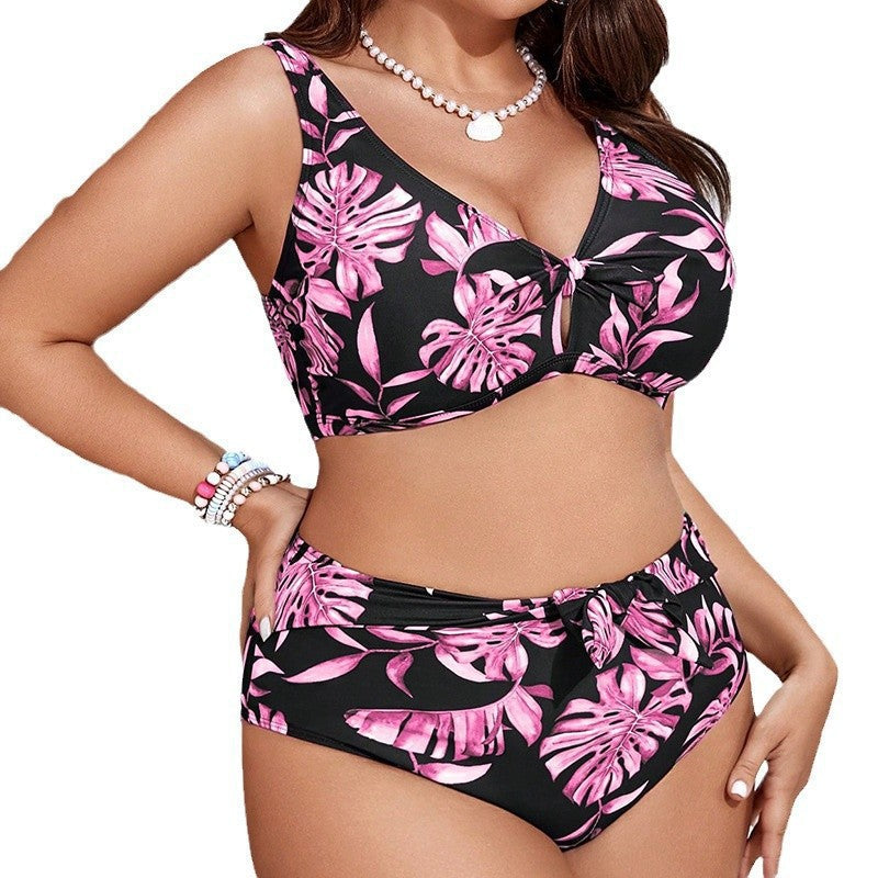 Damen Hochtailliertes Bikini-Set mit floralem Bindeband Echo Archiv
