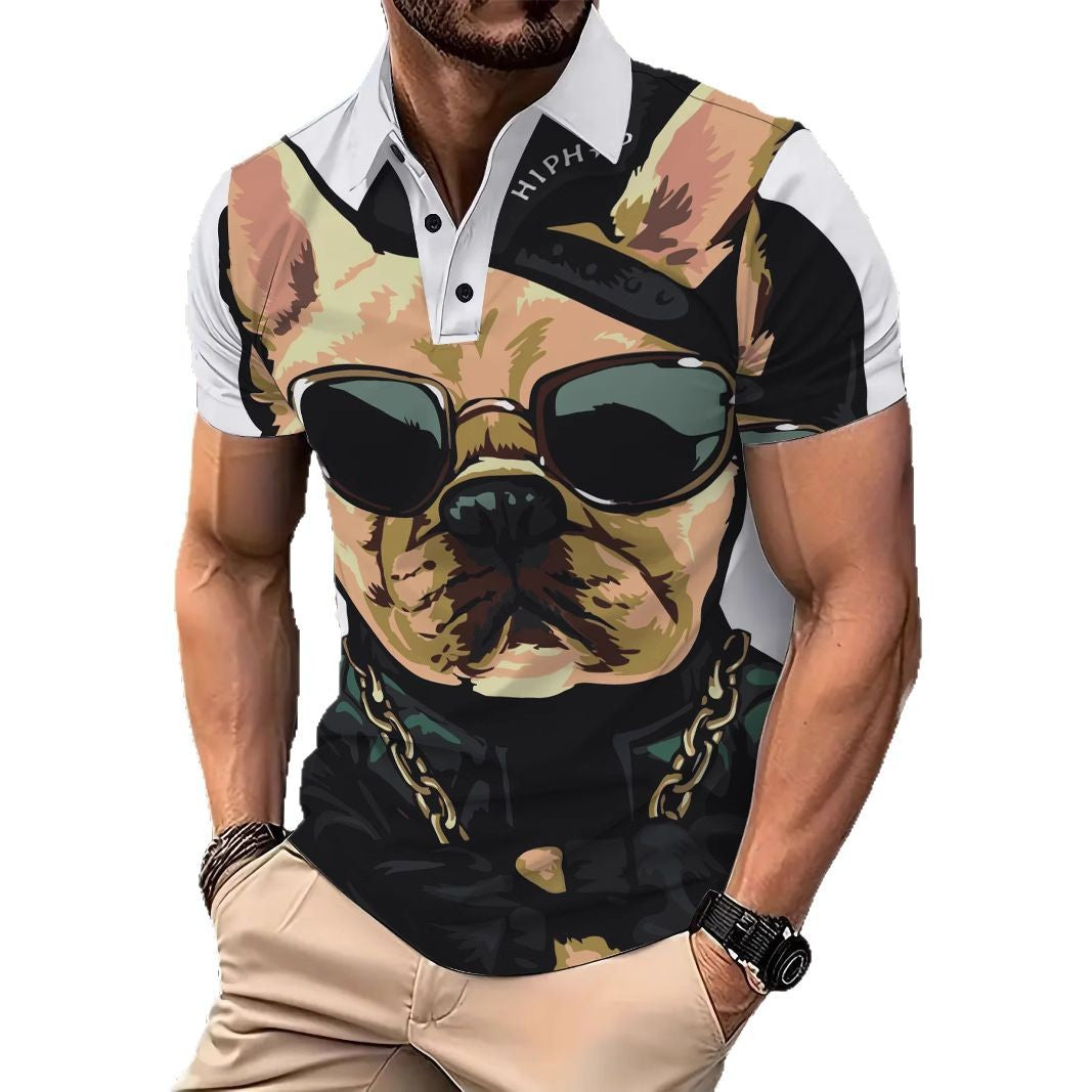 Herren Poloshirt mit einzigartigem Hundemotiv und modischen Details Echoarchiv