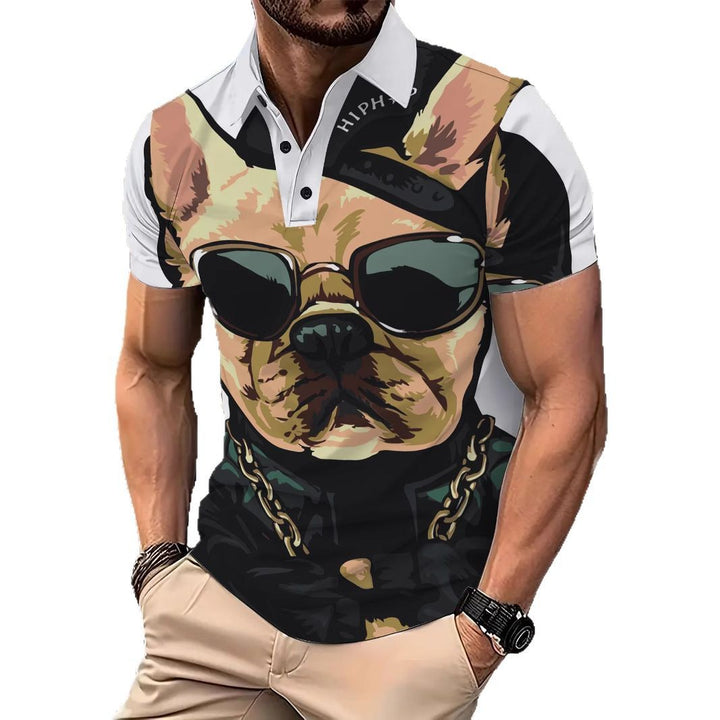Herren Poloshirt mit einzigartigem Hundemotiv und modischen Details Echoarchiv