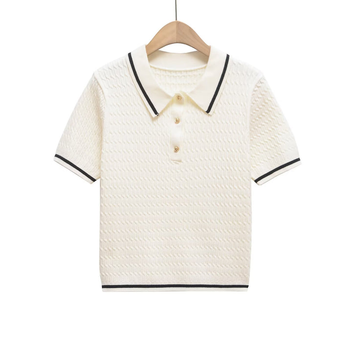 Damen Poloshirt mit strukturiertem Material und edlen Knopfdetails Echo Archiv