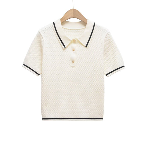 Damen Poloshirt mit strukturiertem Material und edlen Knopfdetails Echo Archiv