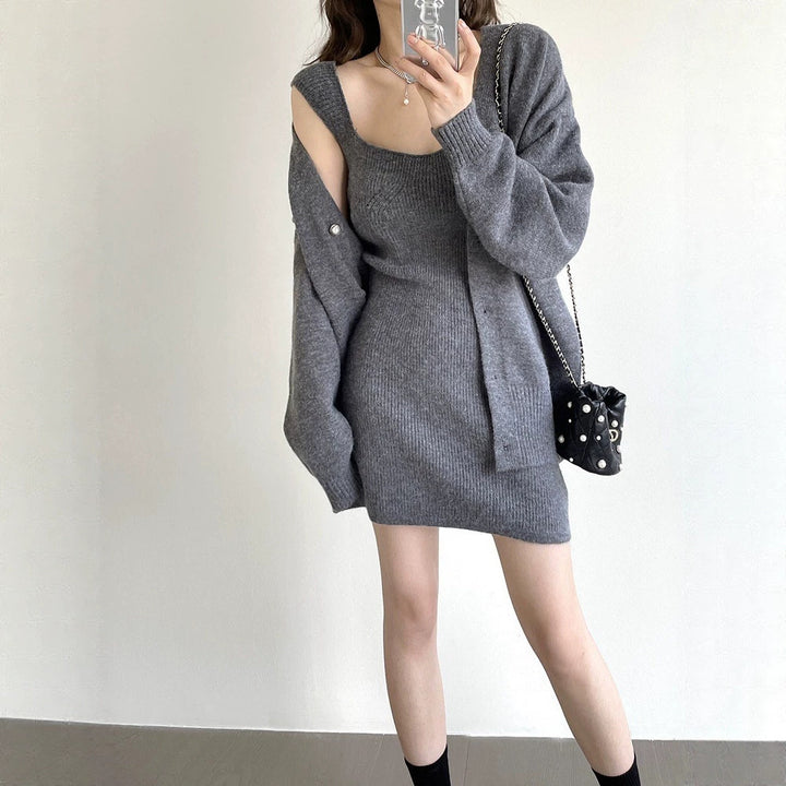 Damen Strickkleid mit offener Strickjacke Echo Archiv