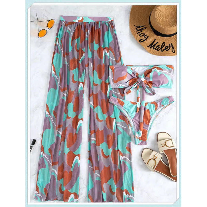 Damen Bikini-Set mit elegantem Wickelrock und modischem Muster Echo Archiv